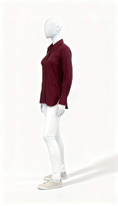 Maroon Solid Long Sleeve Shirt - Image 2