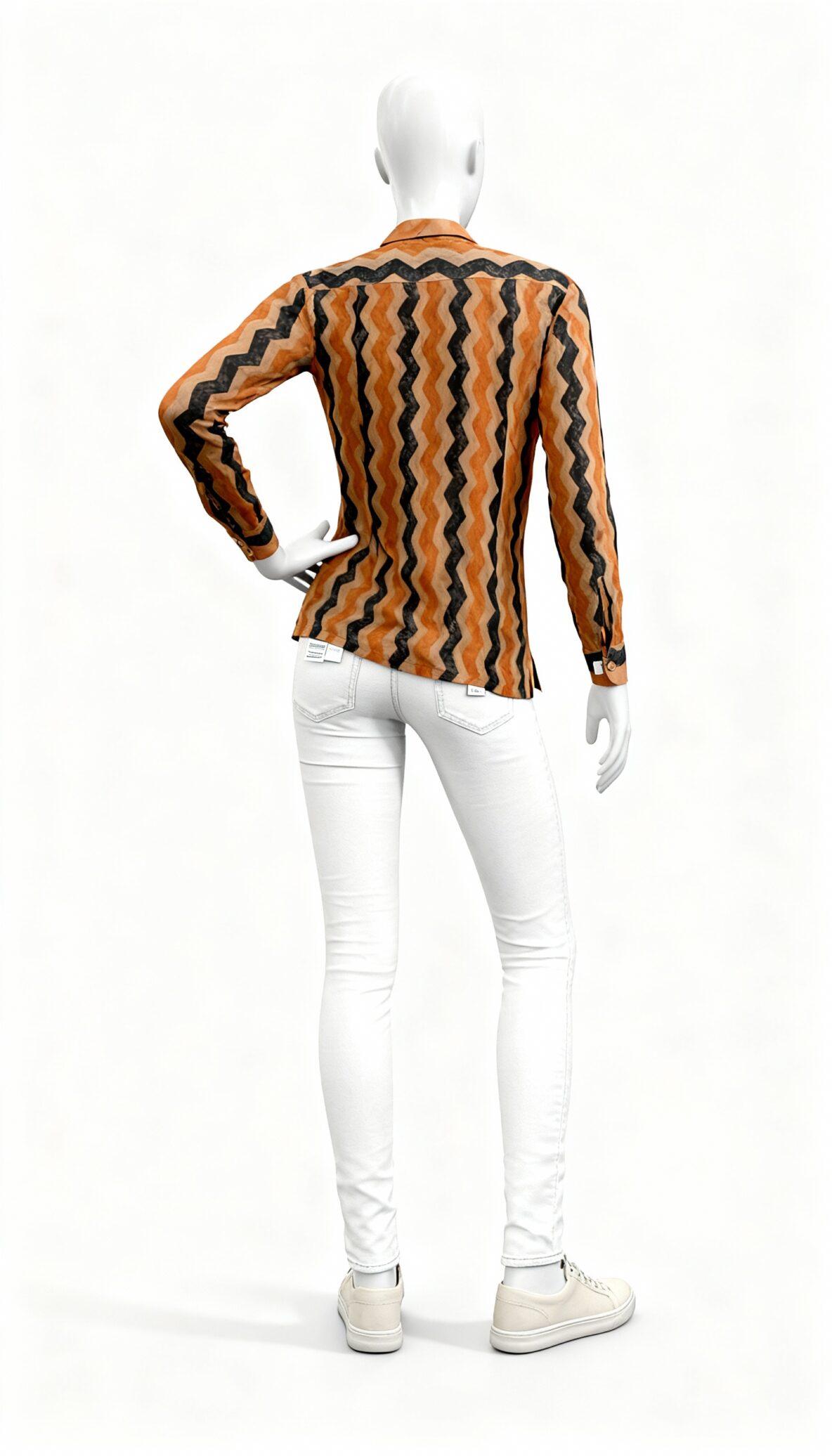 Orange & Black Zigzag Sheer Shirt