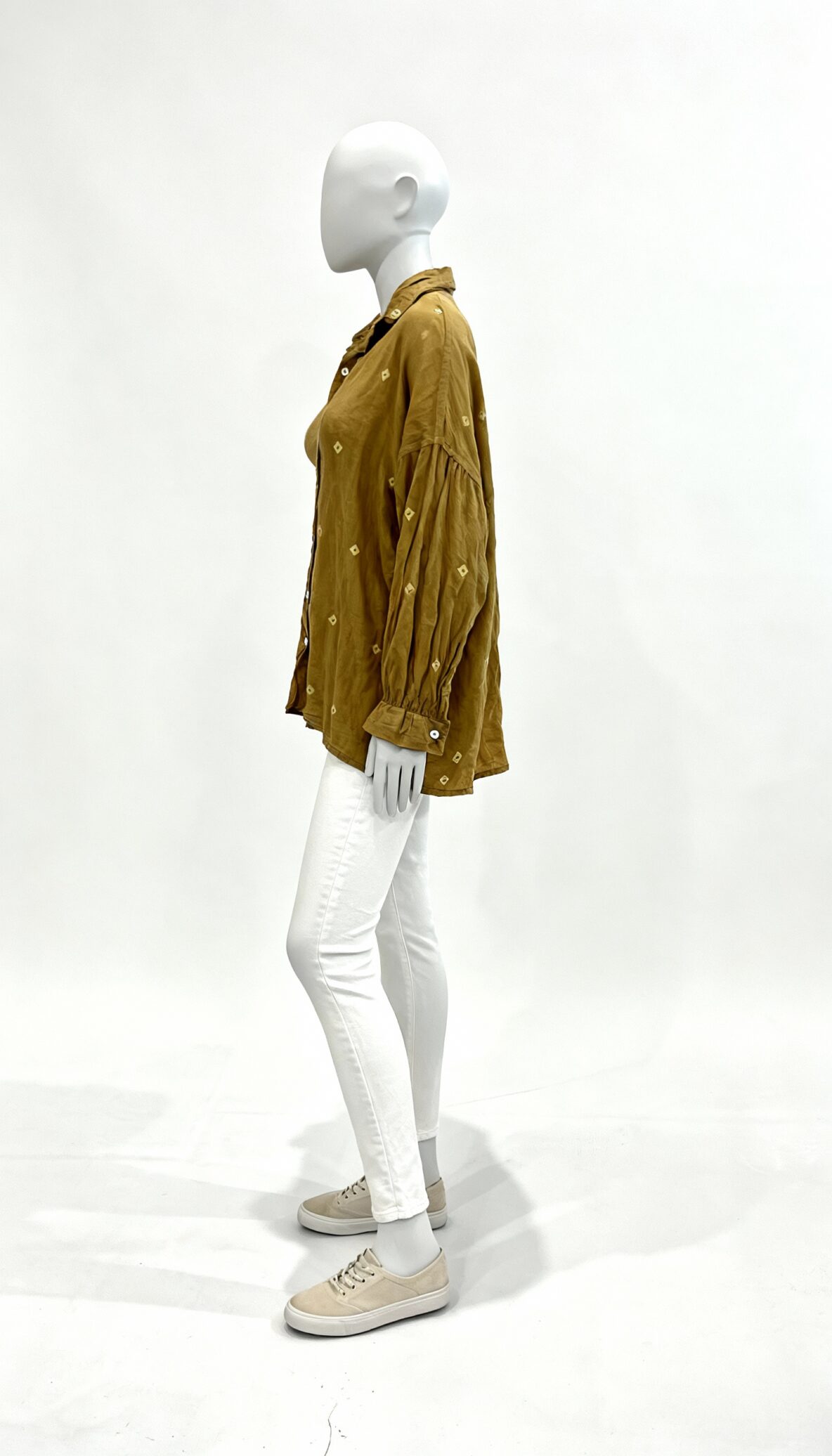Mustard Embroidered Long Sleeve Shirt