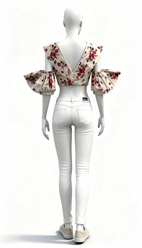 Red Floral Smocked Peplum Top