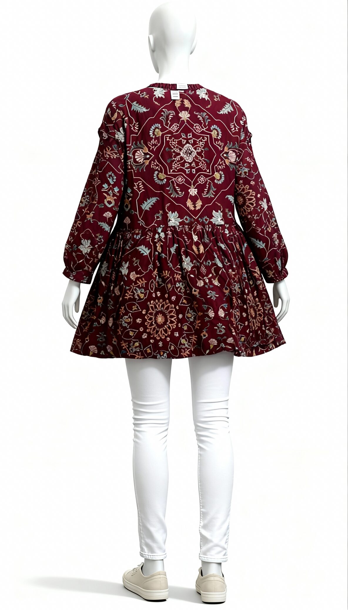 Maroon Floral Printed A-Line Tunic