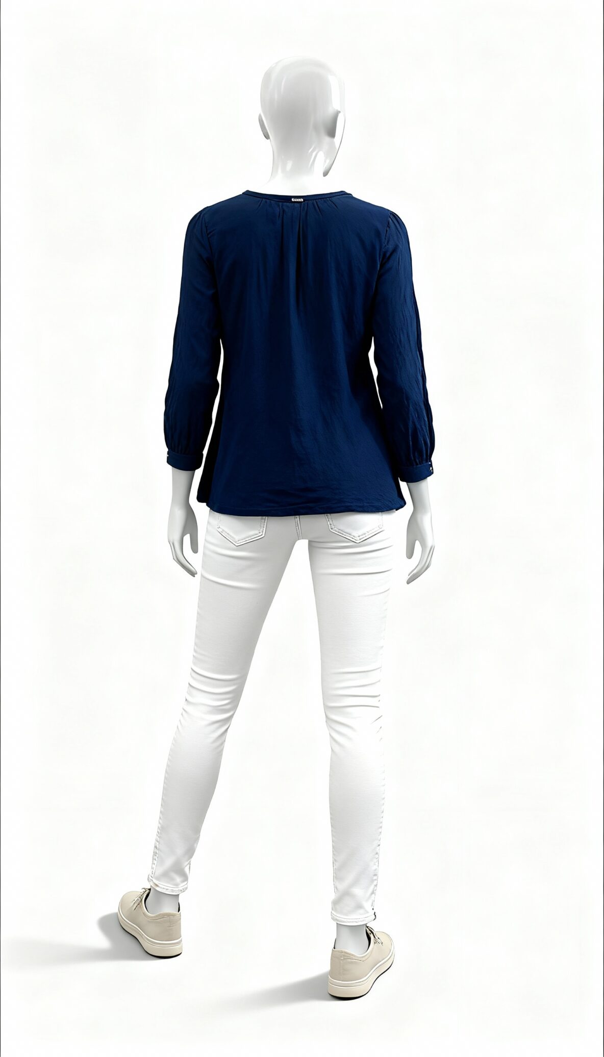 Navy Blue Long Sleeve Tunic Top
