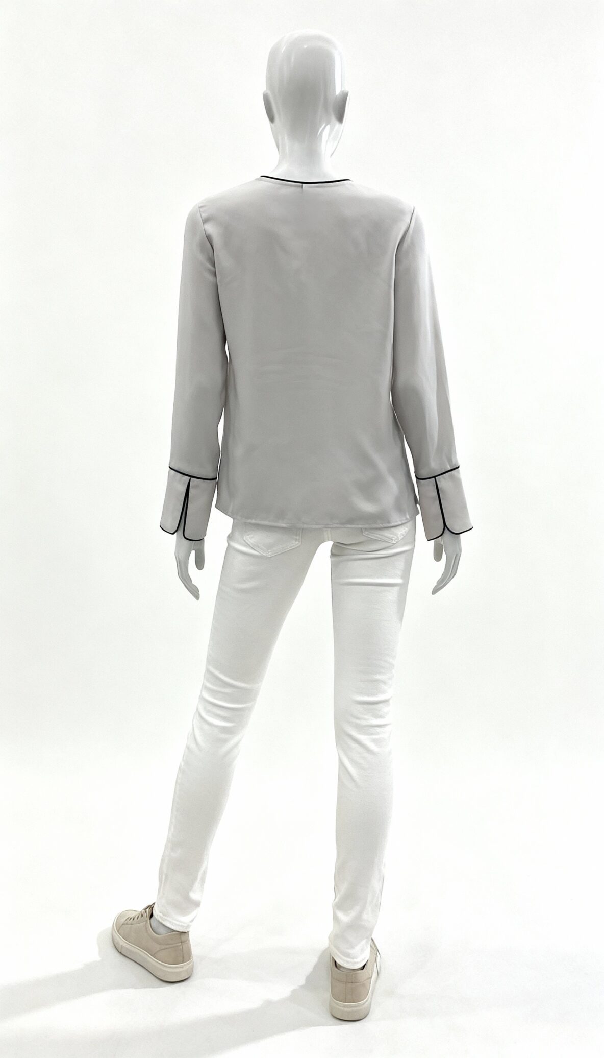 White V-Neck Long Top