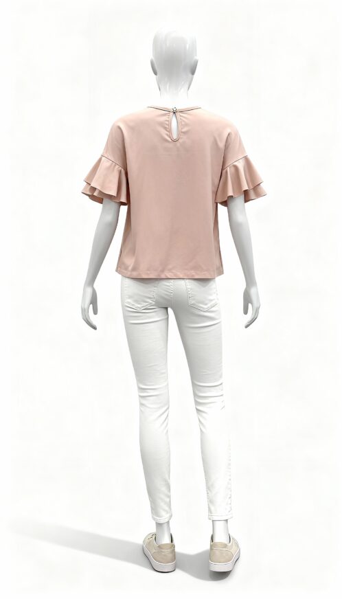 Peach Ruffle-Sleeve Top