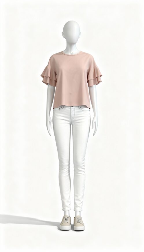 Peach Ruffle-Sleeve Top - Image 2