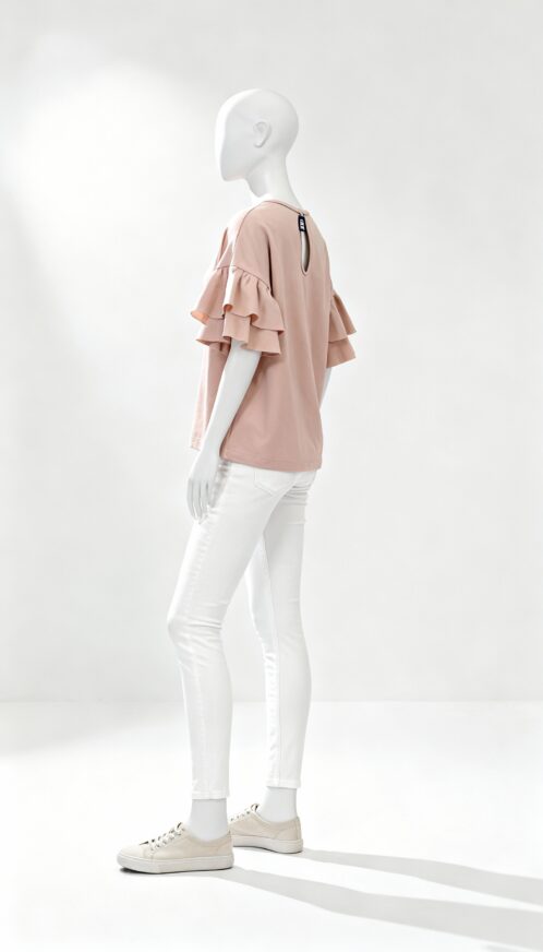 Peach Ruffle-Sleeve Top - Image 3