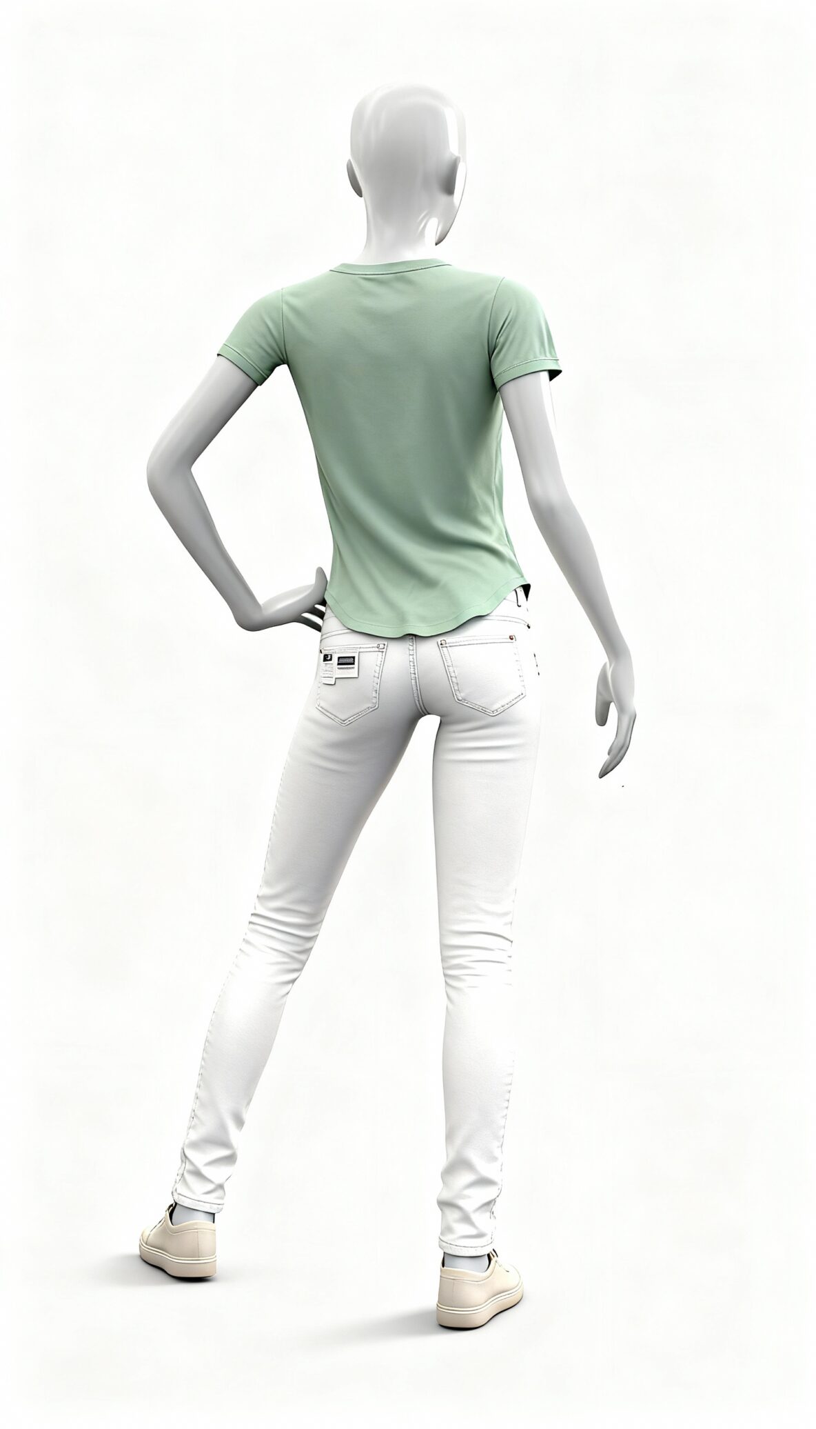 Mint Green Basic Curved Hem T-Shirt