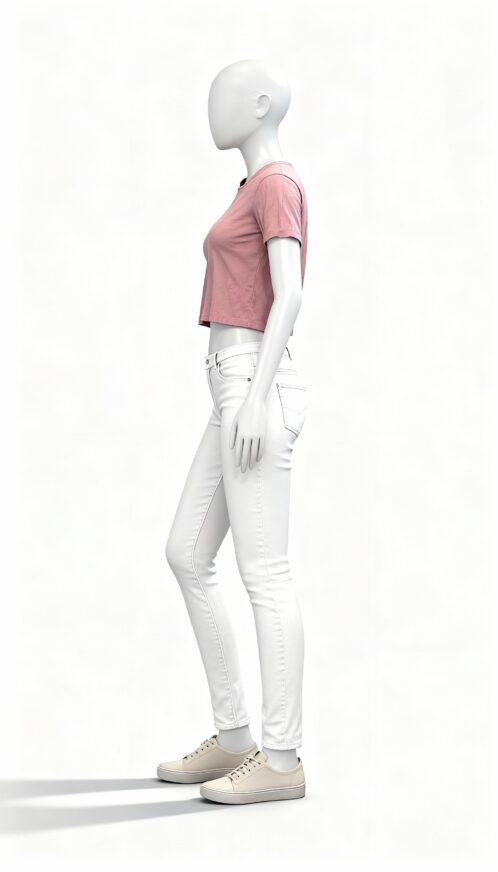 Dusty Pink Casual Crew-Neck Tee - Image 3