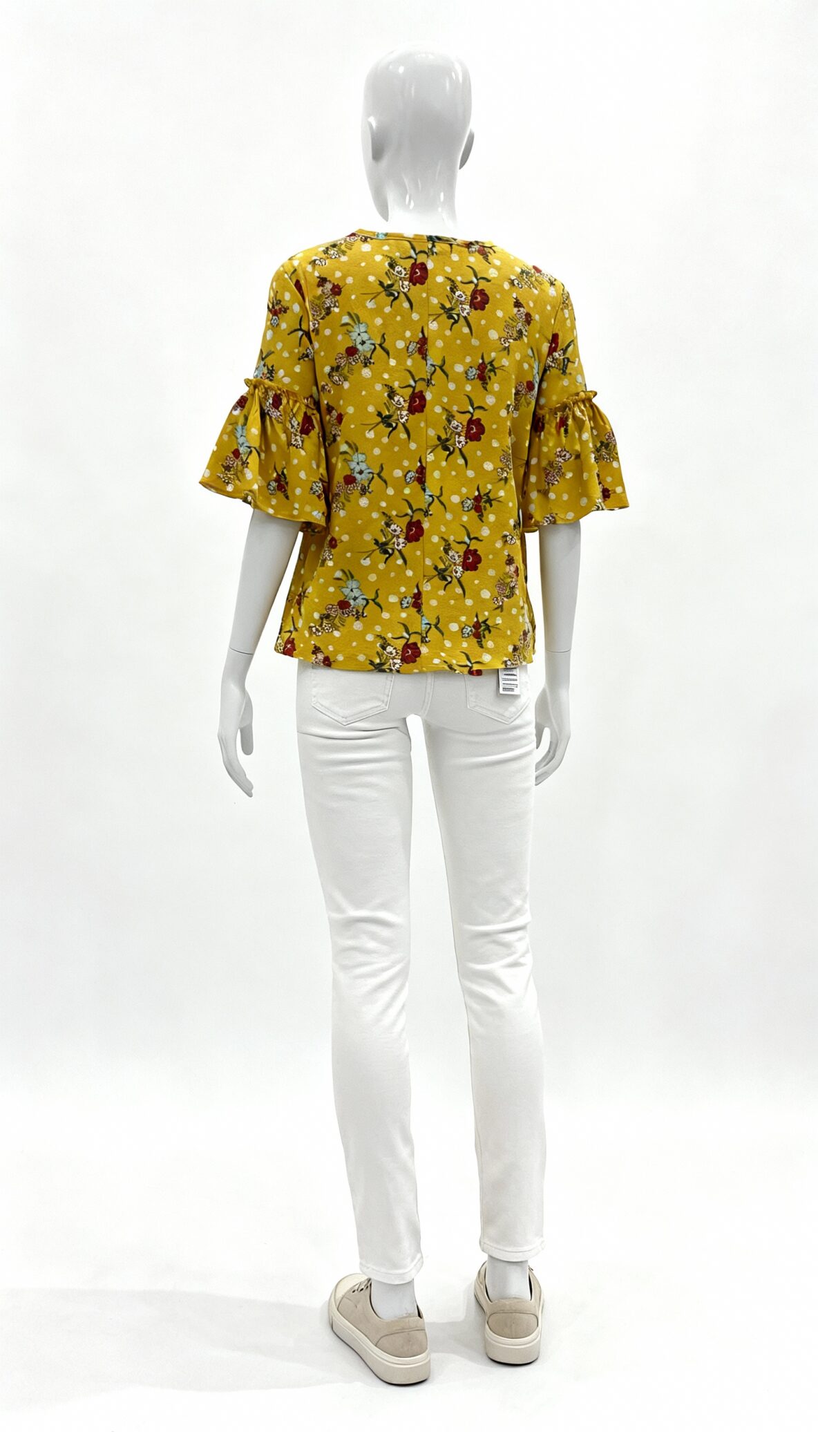 Mustard Floral Polka Bell Sleeve Top