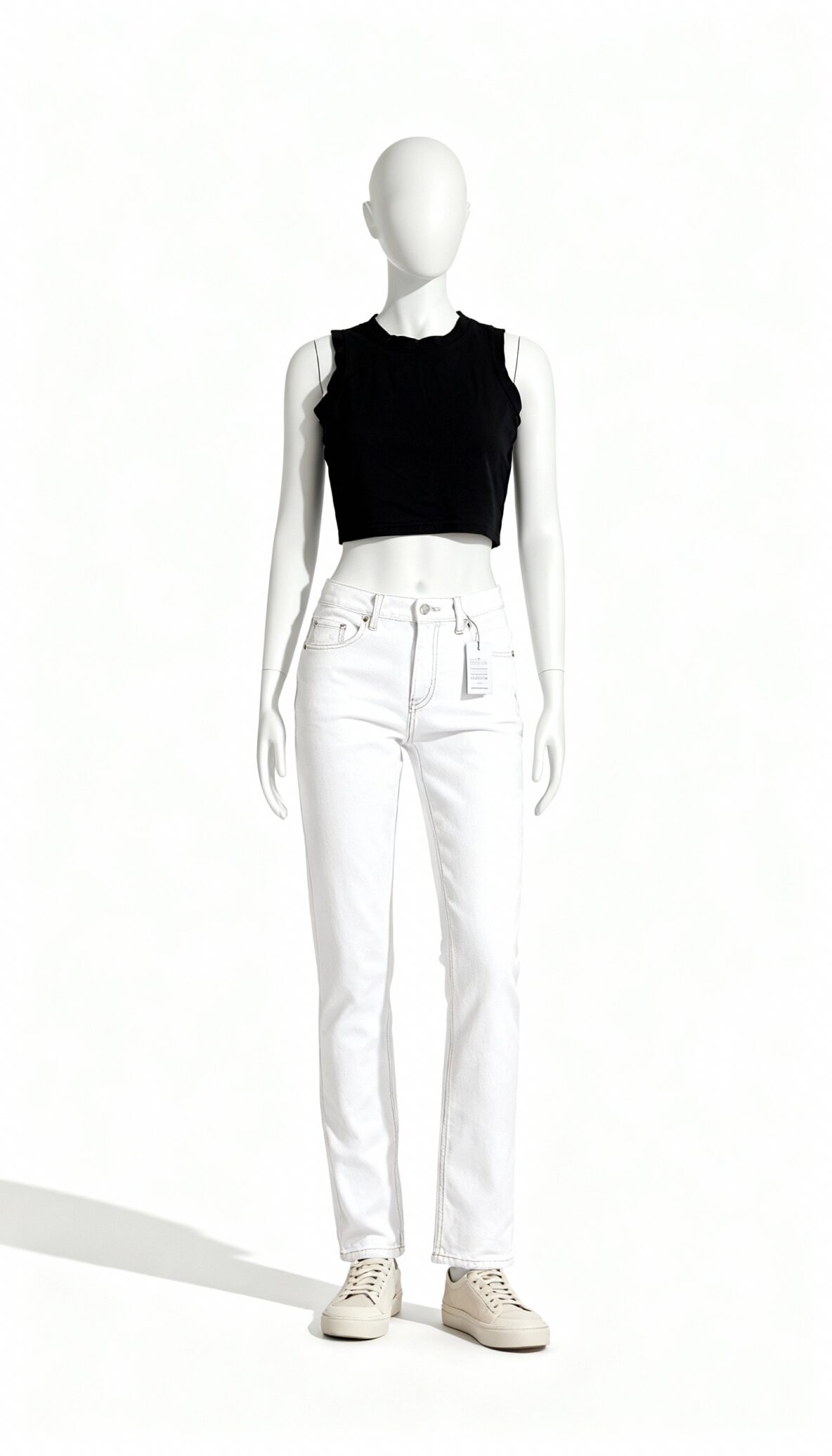 Black Sleeveless Crew Neck Top