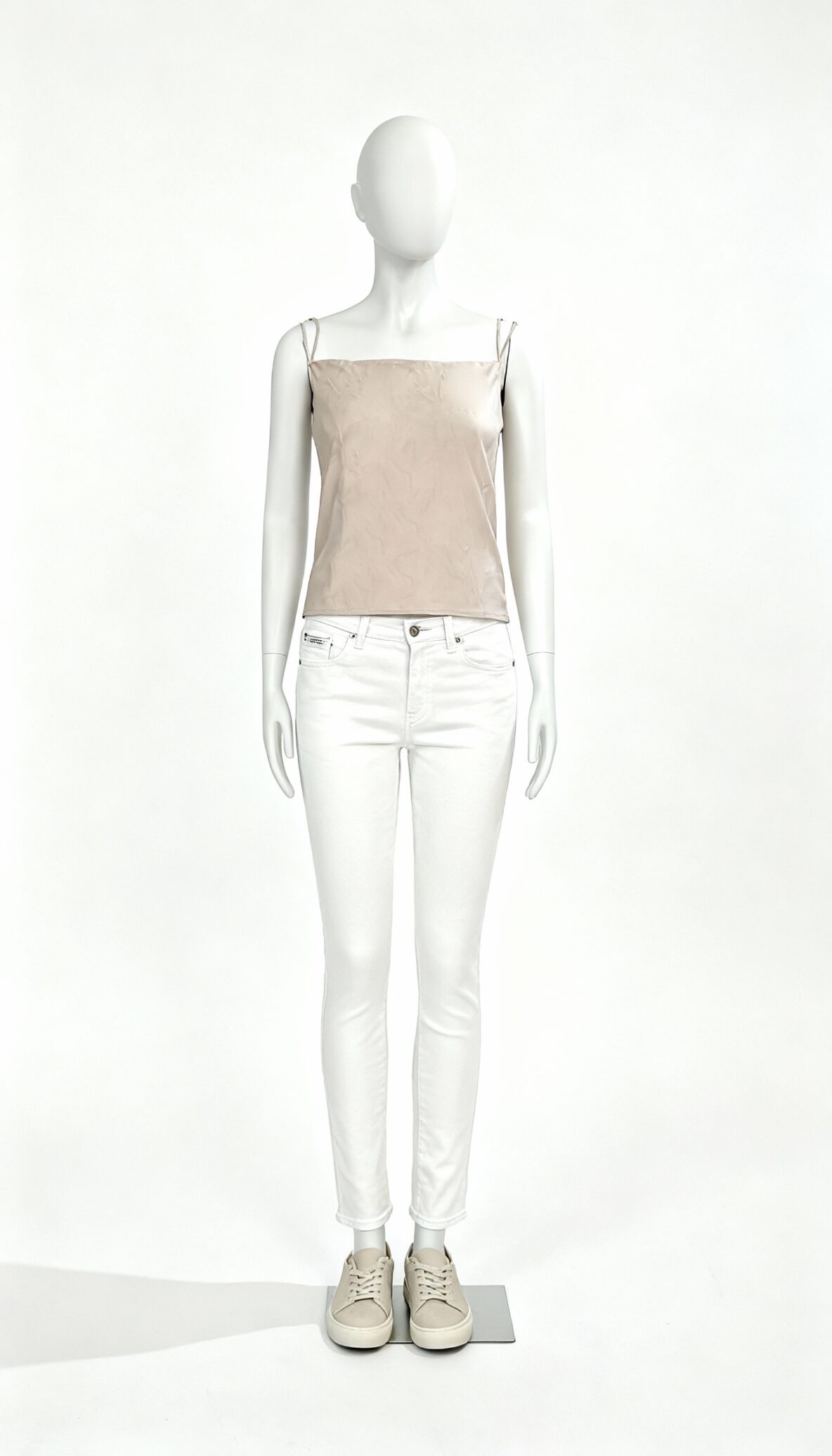 Beige Spaghetti Strap Slip Top