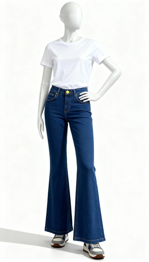 Blue Solid Bootcut Fit Jeans_costumepeti