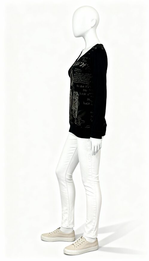 Black printed full sleeve top - Image 2