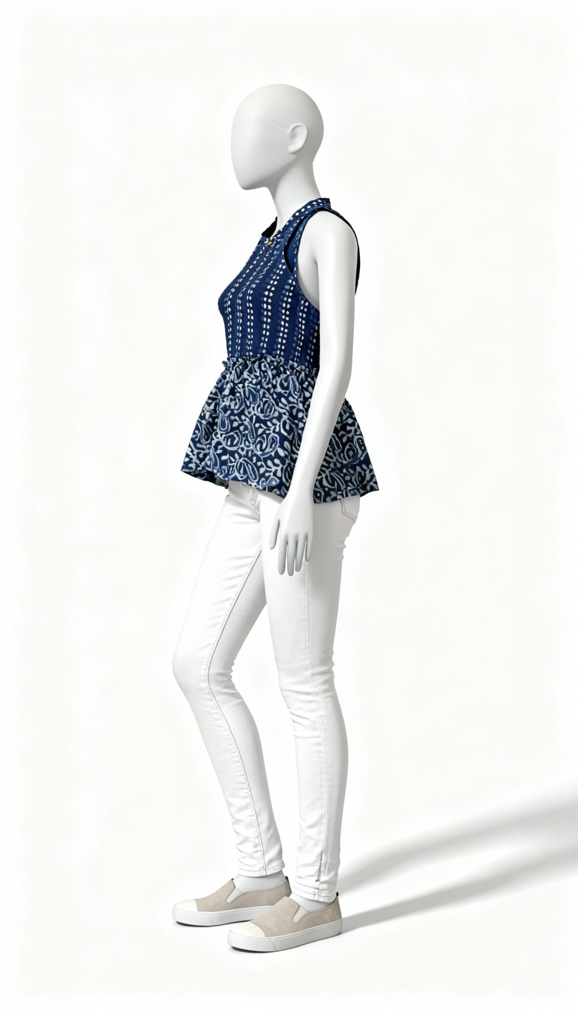 Navy Blue sleeveless peplum top