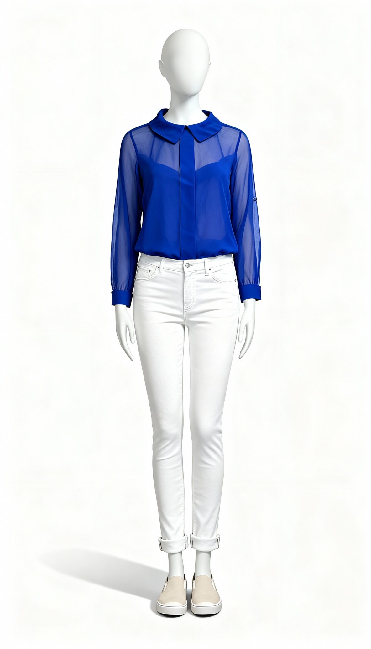 Navy Blue solid collared top