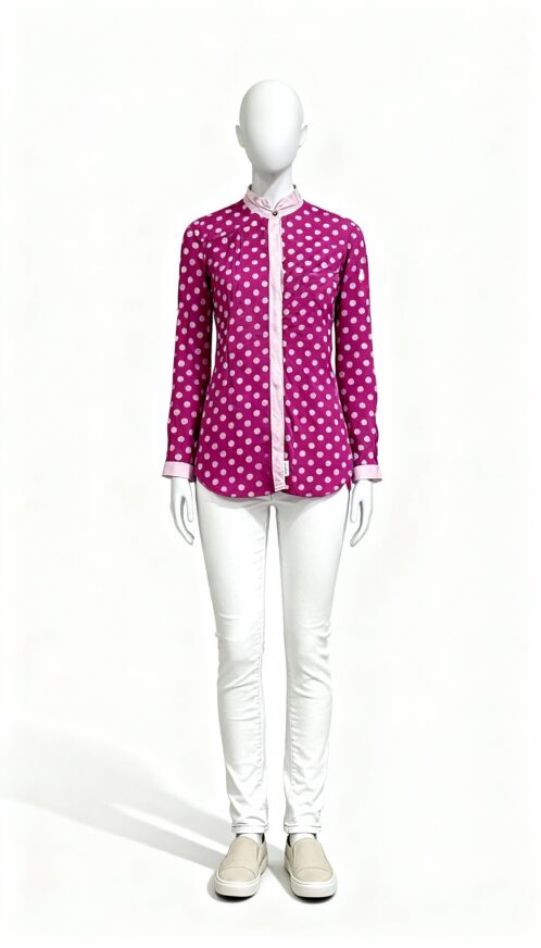 Pink polka dot long shirt