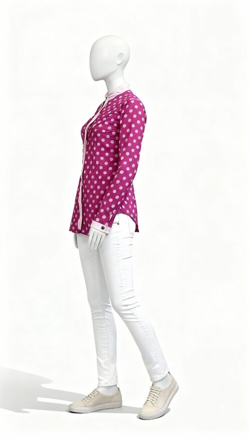 Pink polka dot long shirt - Image 2