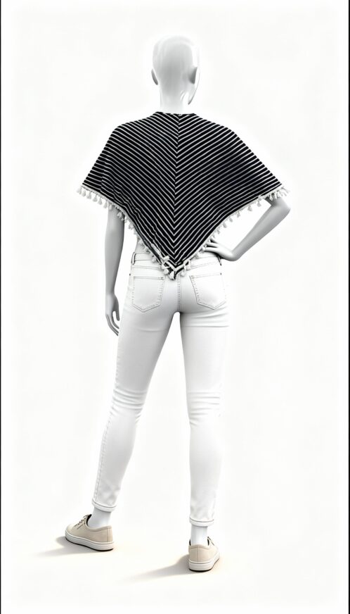 Striped Winter Poncho Top - Image 3