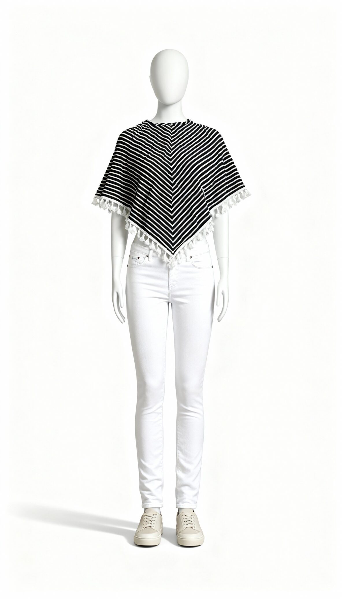 Striped Winter Poncho Top