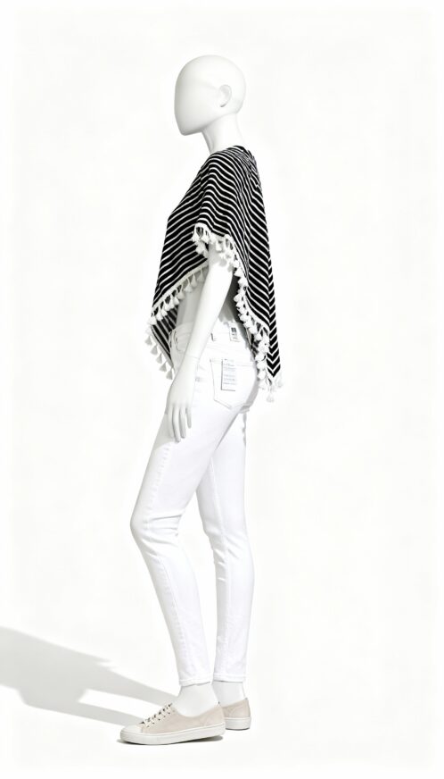 Striped Winter Poncho Top - Image 2