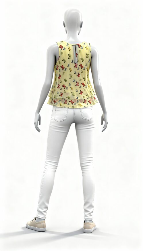 Printed Ethnic Sleeveless Jacket Top - Image 3