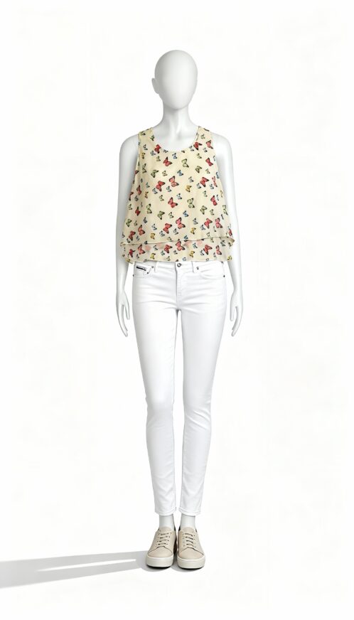 Printed Ethnic Sleeveless Jacket Top