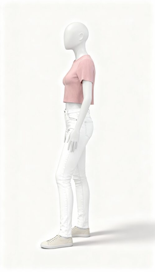 Solid Casual Ribbed Crop Top - Image 2