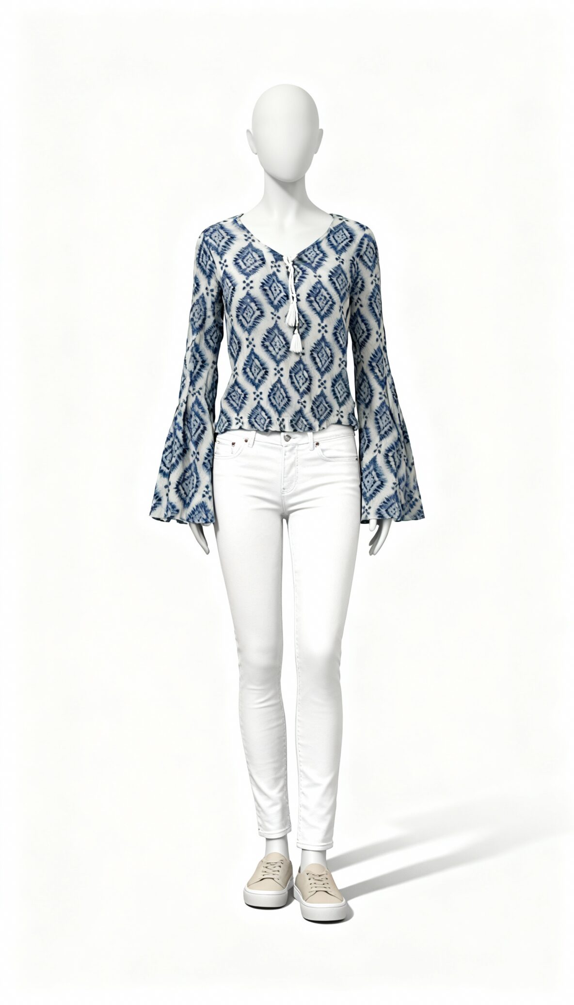 Tie & Dye Printed Casual Flared Sleeve Top