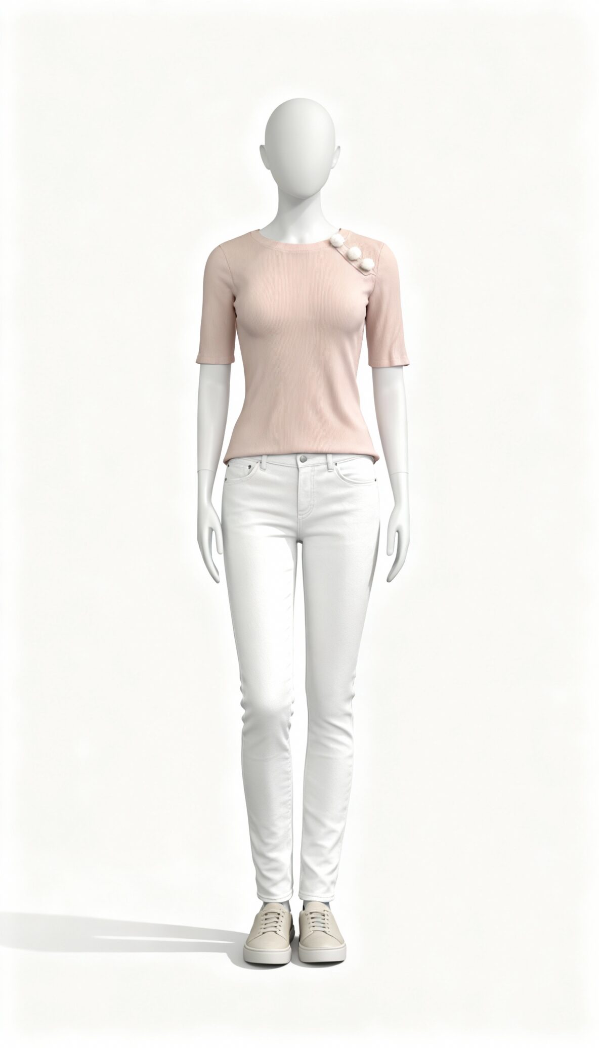 Peach Ribbed Half Sleeve Top