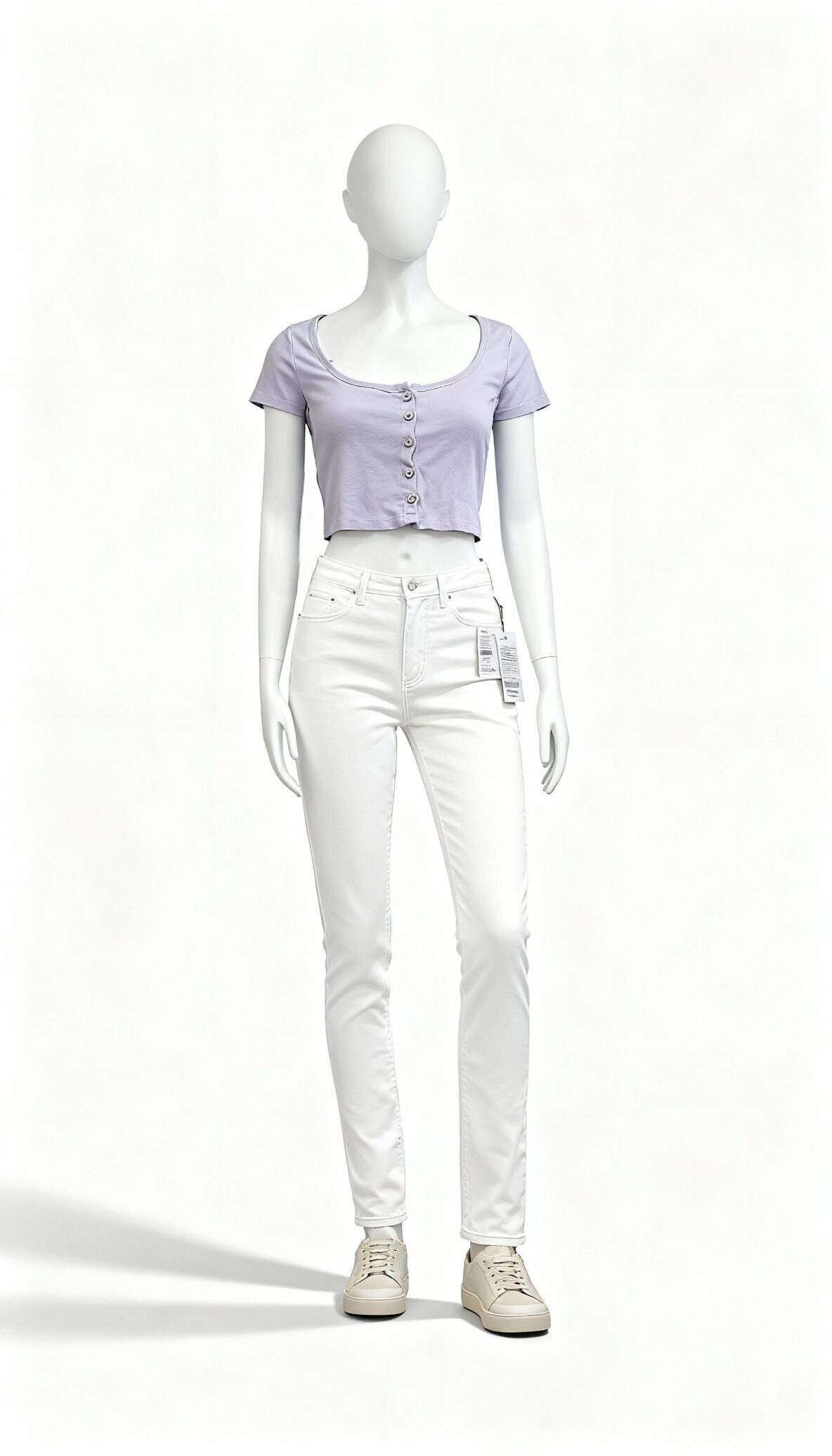 Grey Button Front Crop Top