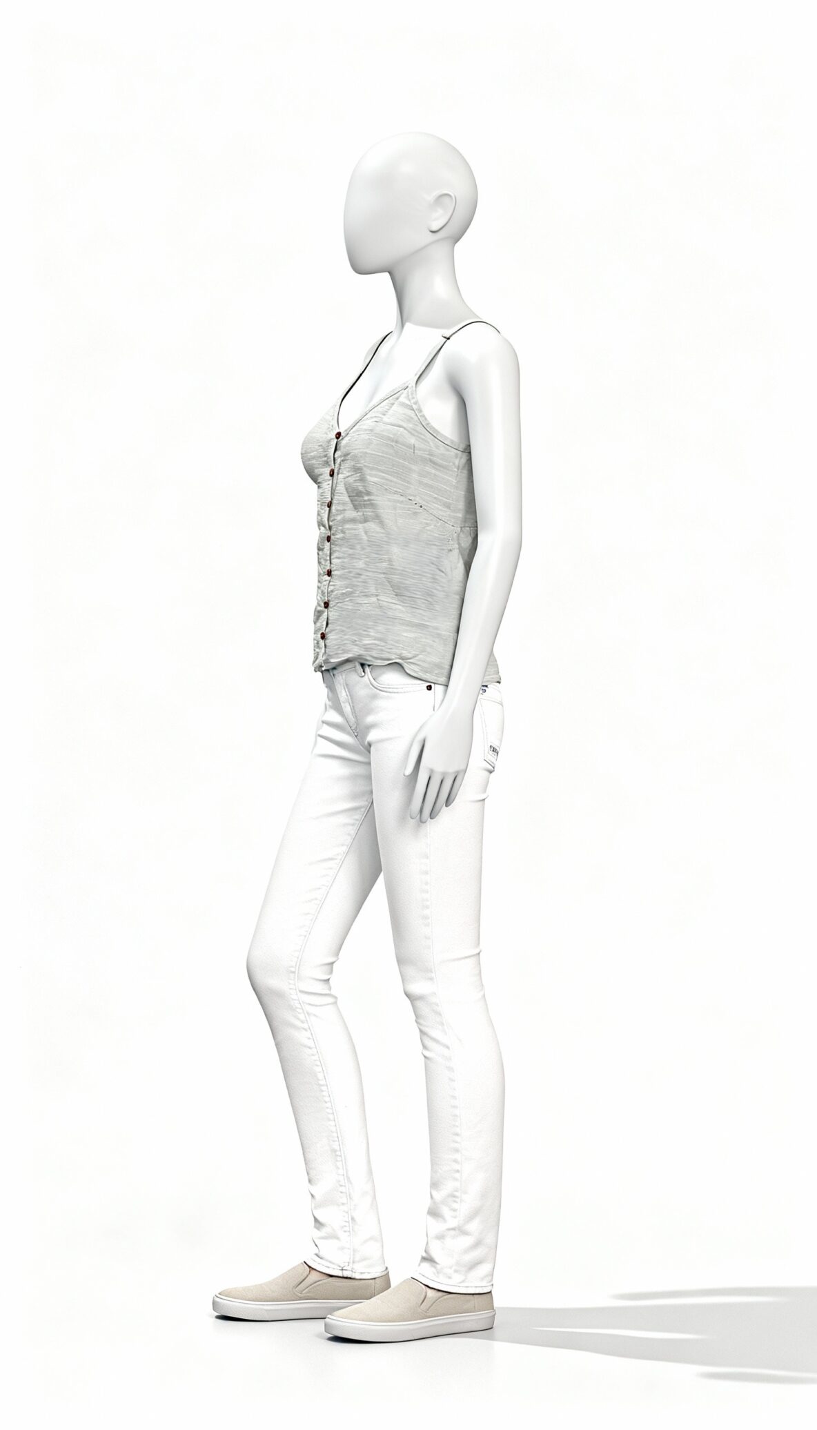 Cream sleeveless button front crop top_costumepeti