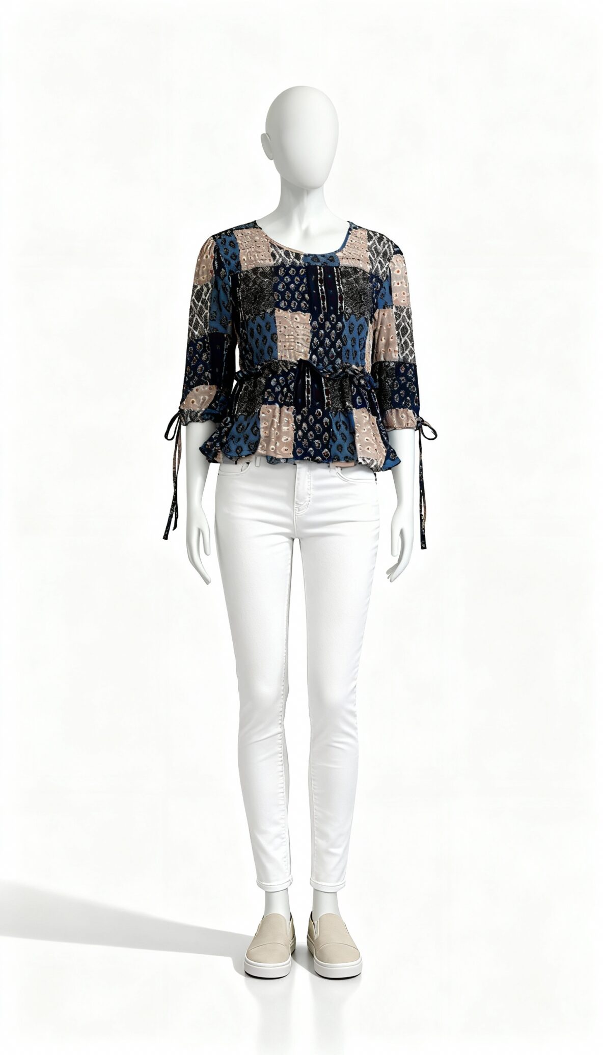 Multicolor printed peplum full sleeve top_costumepeti