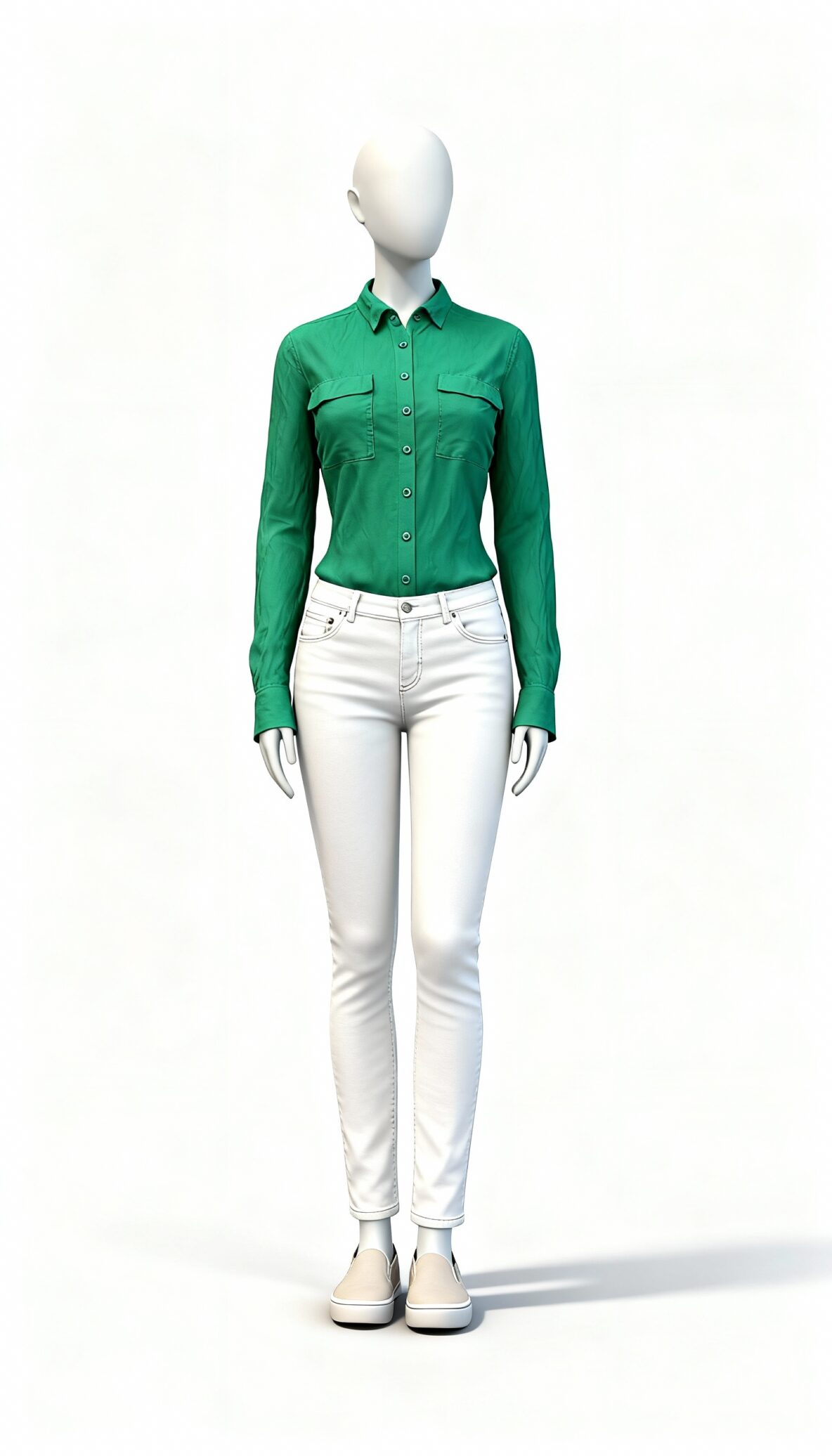 Green full sleeve button front shirt_costumepeti