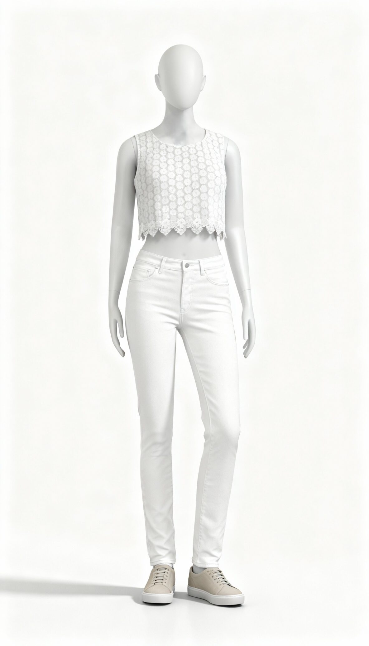 Off White sleeveless lace crop top_costumepeti