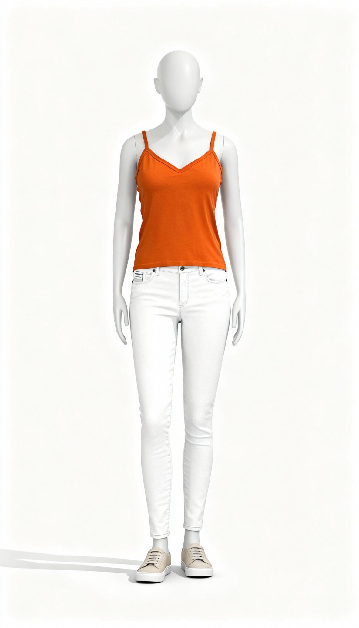 Rust Solid Sleeveless Crop Top with V-Neck_costumepeti