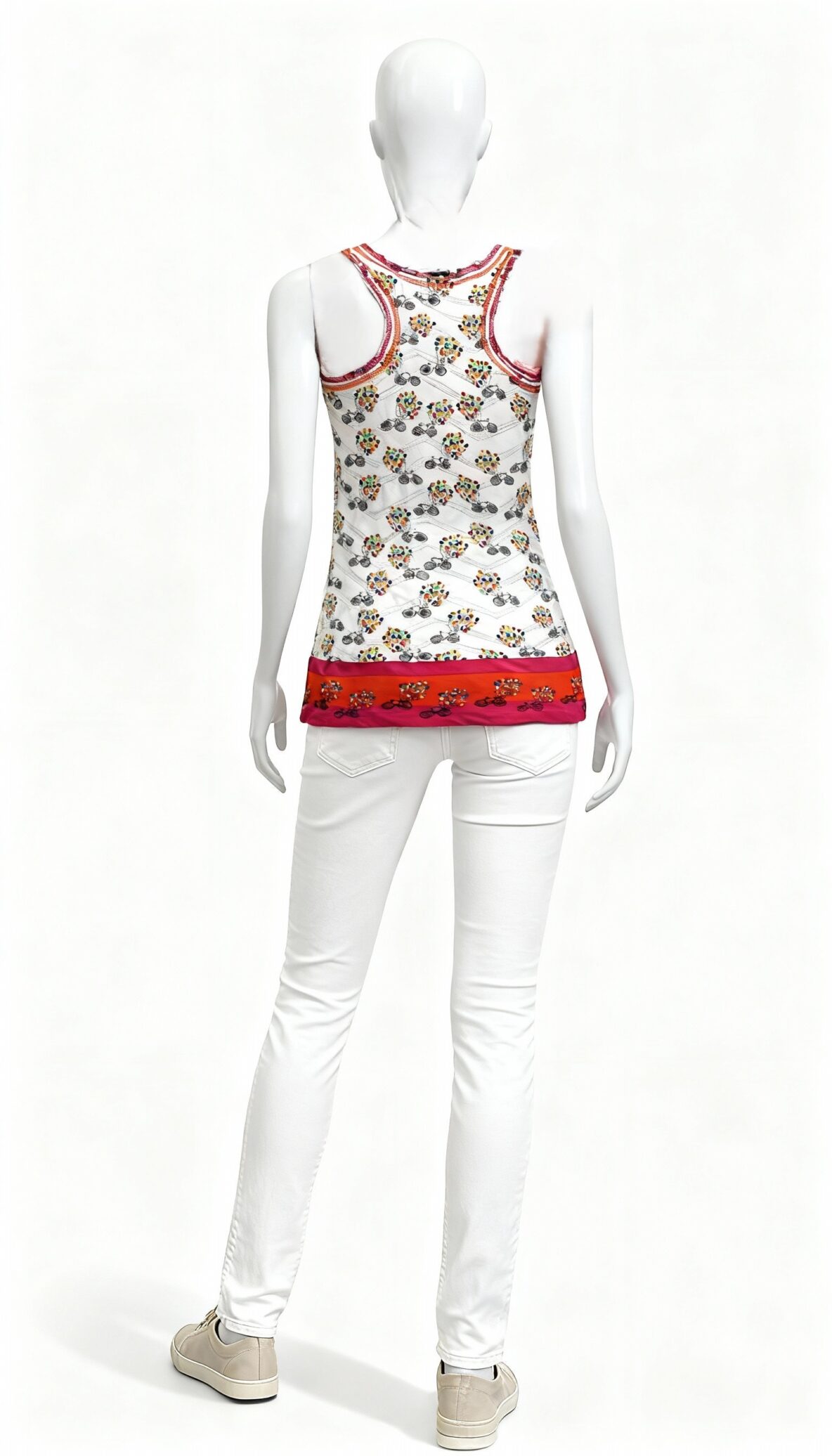 Multicolor Printed Knee Length Sleeveless Dress_costumepeti