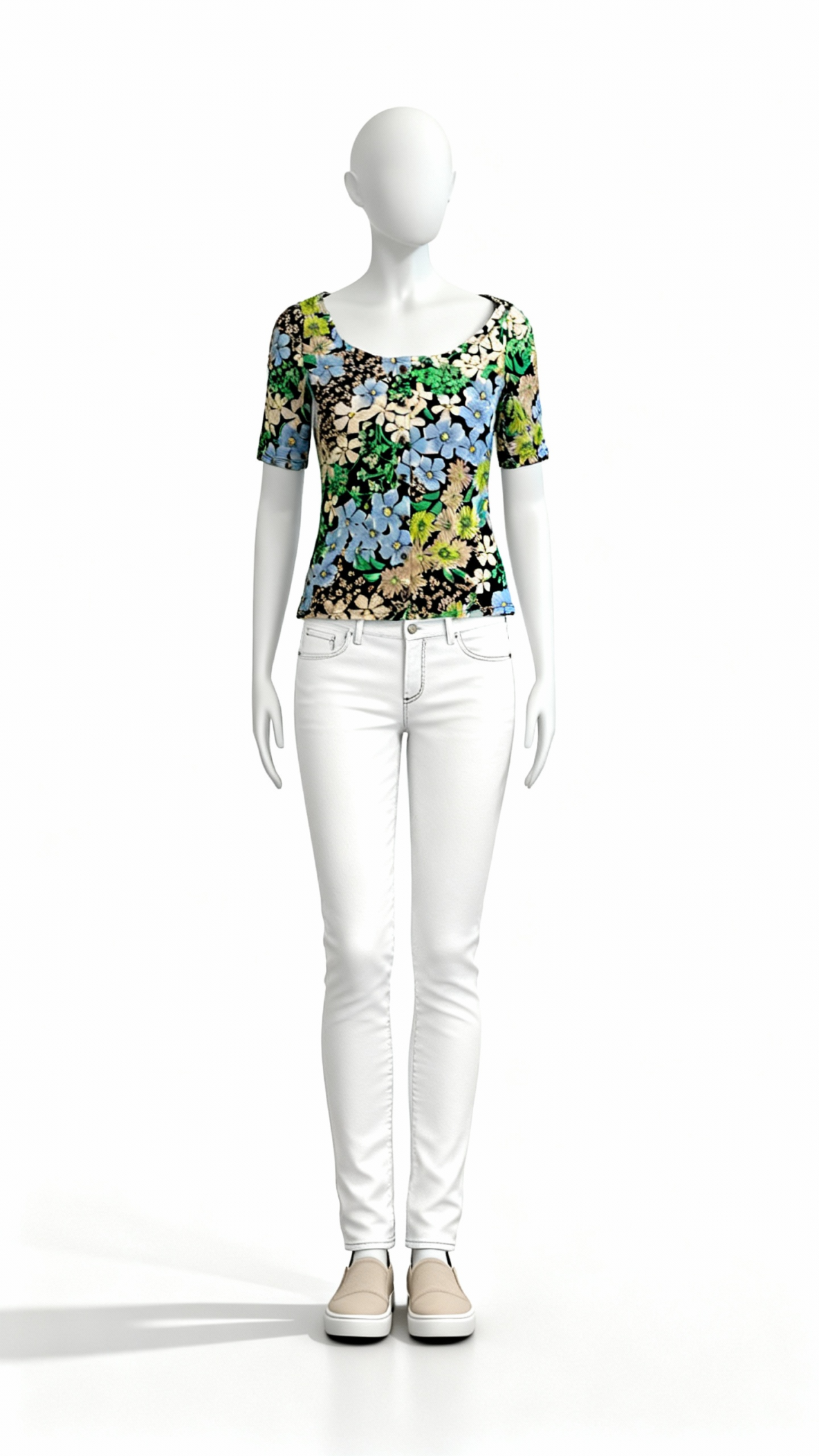 Multicolor Printed Strapless Smocked Western Top - Costumepeti