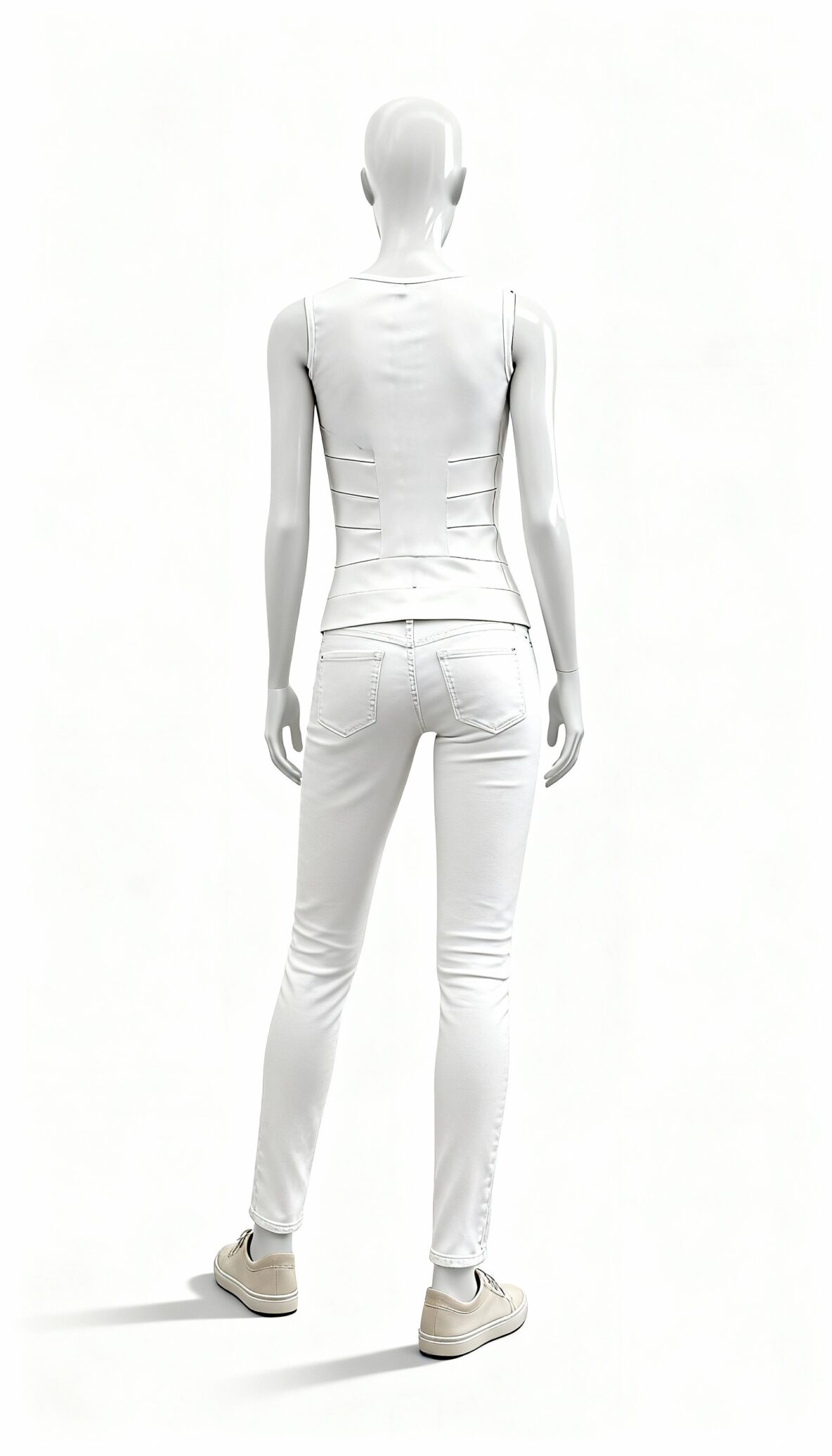 White Textured Sleeveless Top - Costumepeti