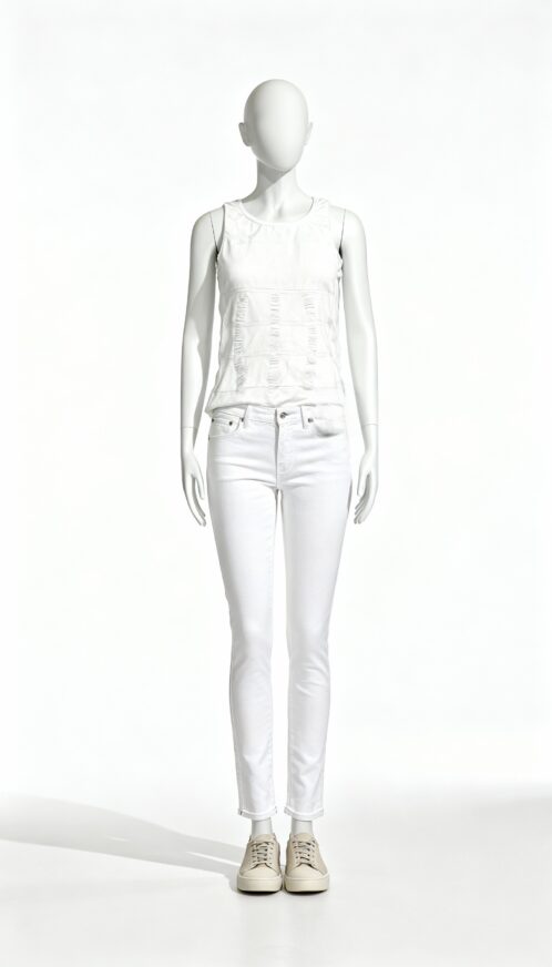 White Textured Sleeveless Top - Image 2