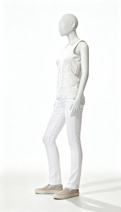 White Textured Sleeveless Top - Image 3