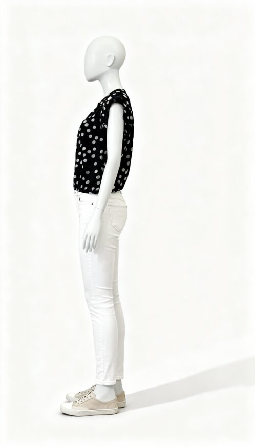 Black Polka Dot Short Sleeve Top - Image 3