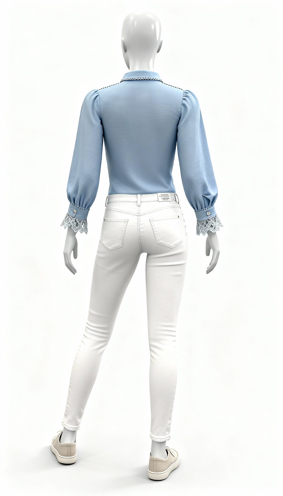 Blue Puff-Sleeve Lace Shirt - Costumepeti