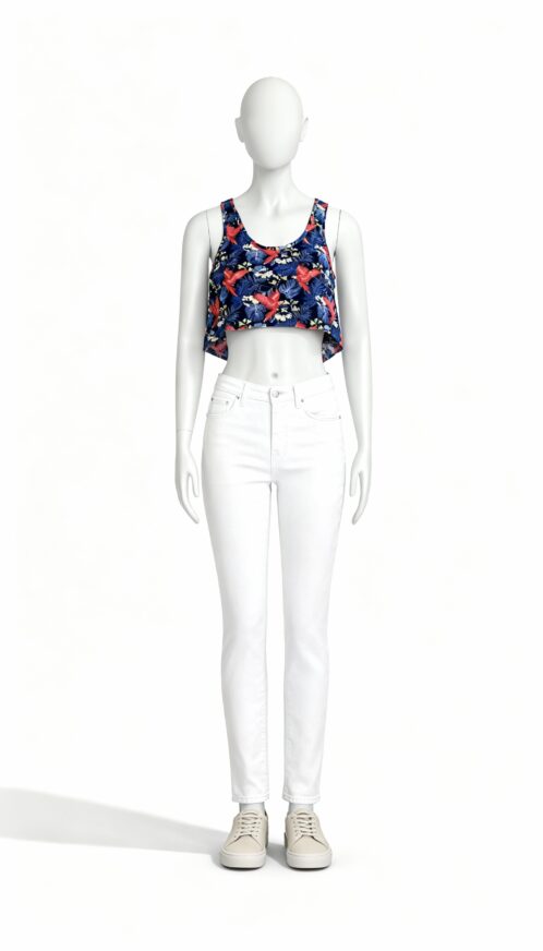 Women Printed Crop Top - Image 2