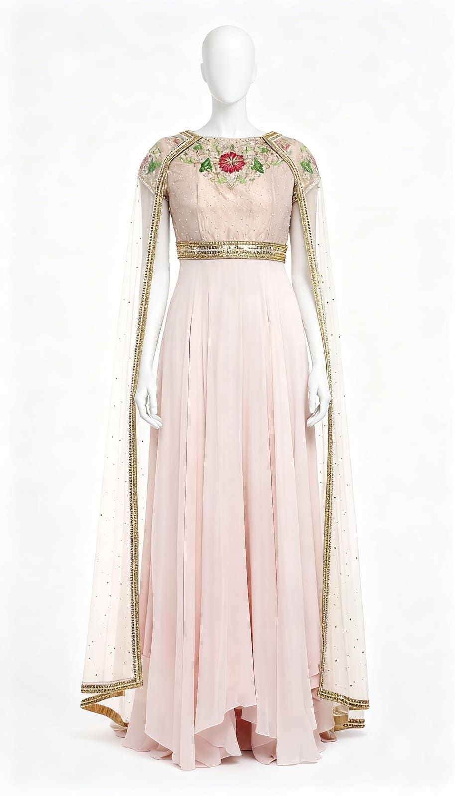 Pastel Pink Cape Anarkali Kurta Set - Costumepeti