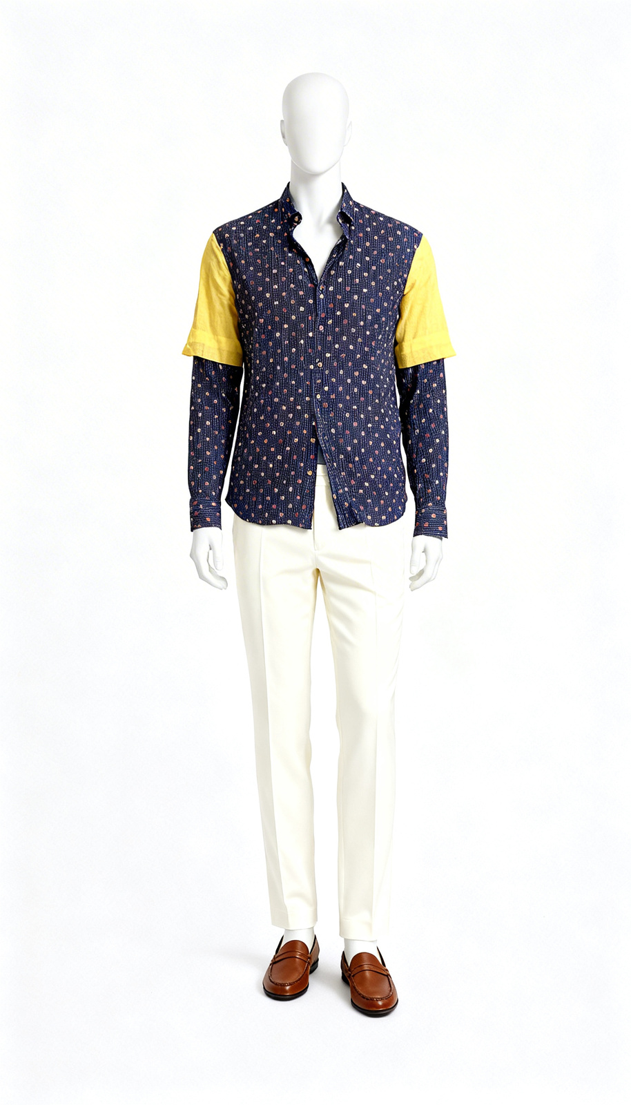 Navy Contrast Panel Shirt