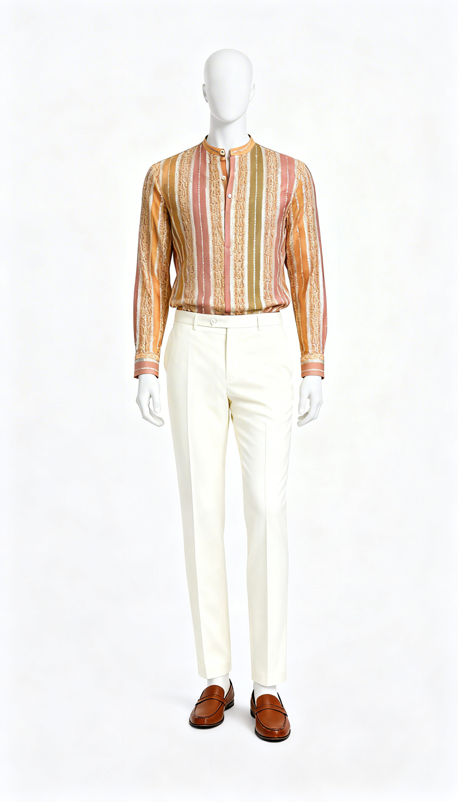 Peach Striped Kurta Shirt
