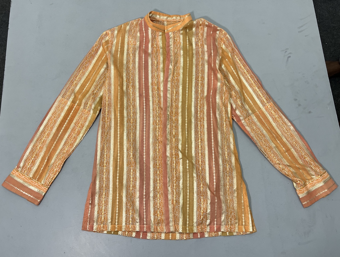 Peach Striped Kurta Shirt - Image 4
