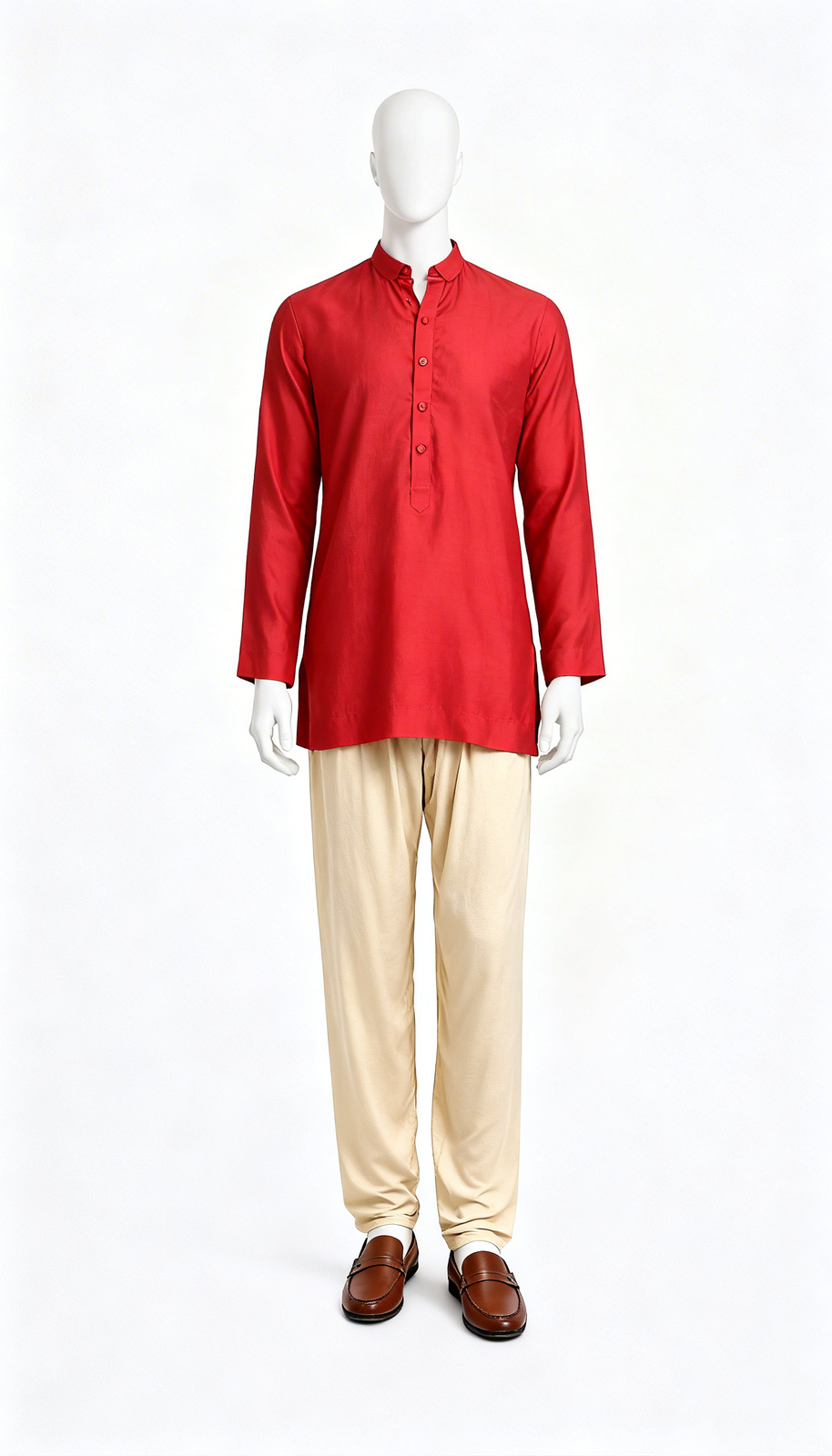 Men Red Solid Kurta