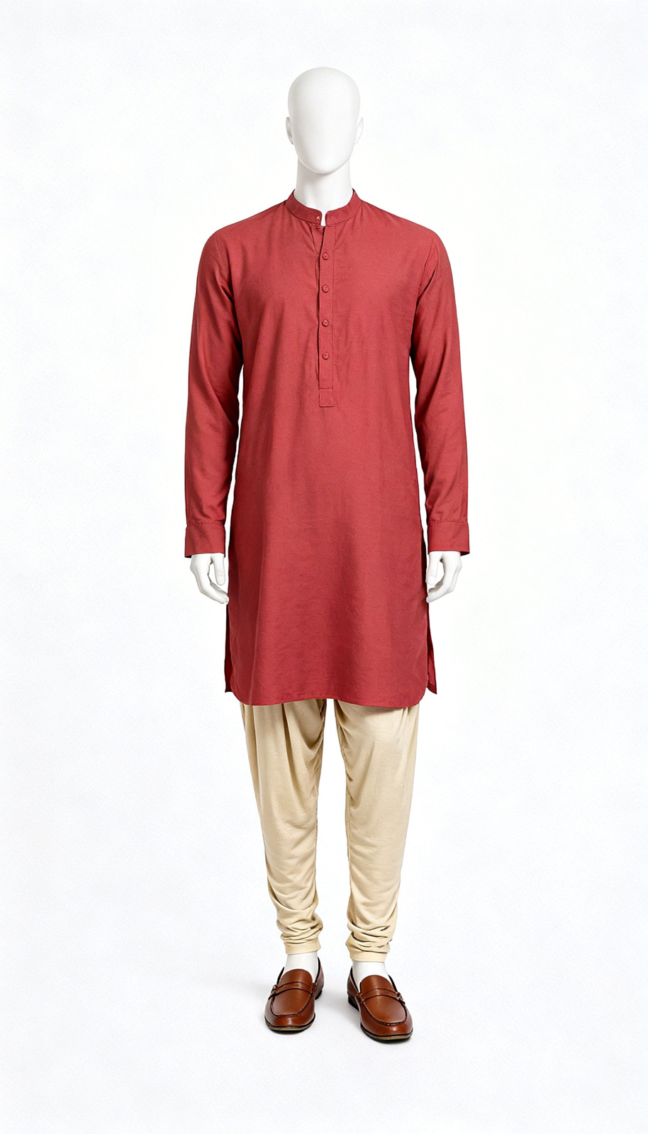 Men Rust Solid Kurta