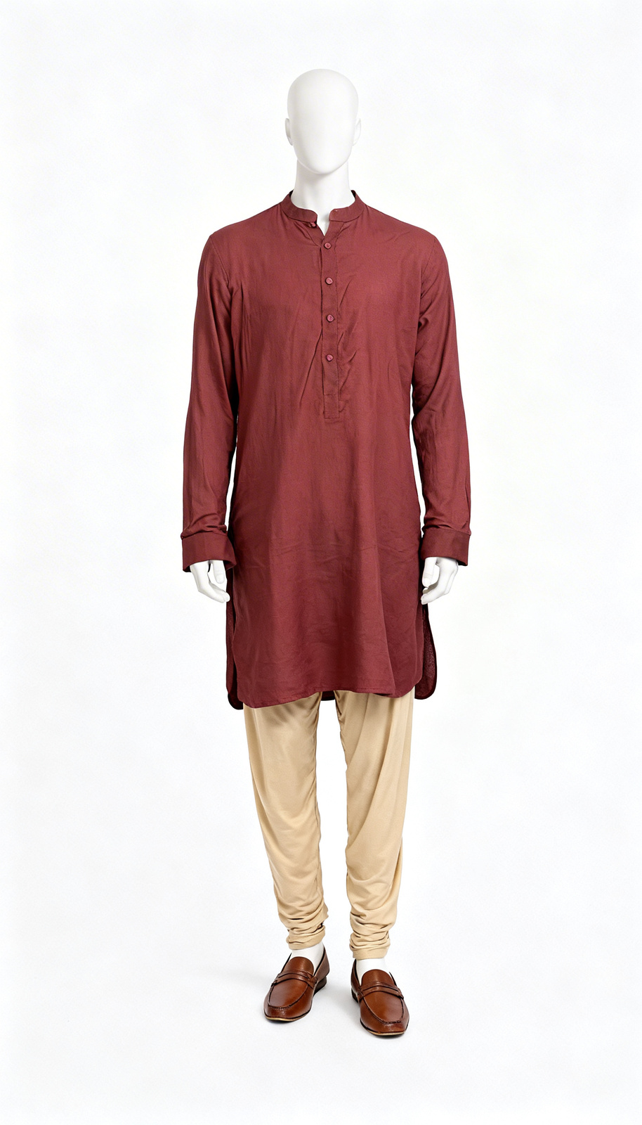 Men Brick Solid Kurta